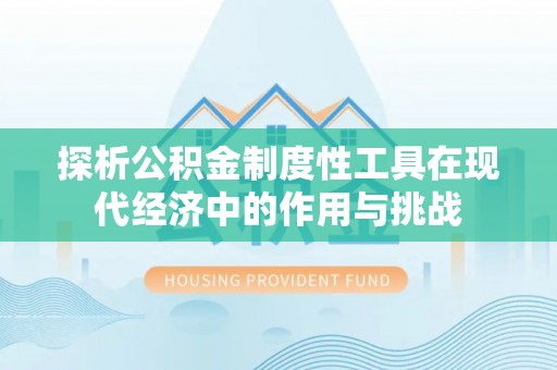 龙岩探析公积金制度性工具在现代经济中的作用与挑战